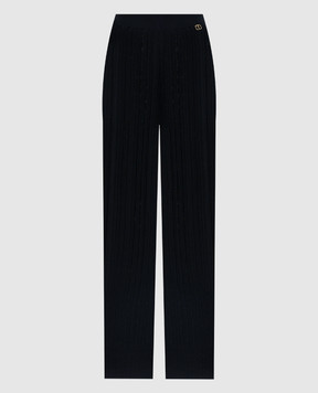 Twinset Черные брюки клеш в рубчик с логотипом 242TP3042