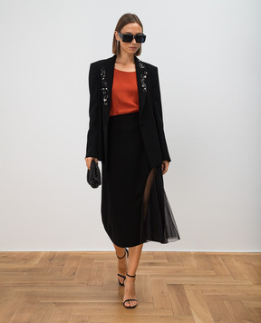 Lanvin Черная юбка миди с драпировкой RWST417T3504