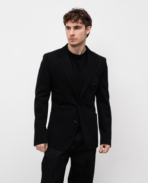 Dolce&Gabbana Чорний блейзер з вишивкою монограми логотипа DG G2PT9ZFUGP0