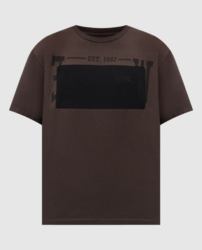 Maison Margiela MM6 Коричнева футболка з вишивкою логотипа SH0GC0053M20050