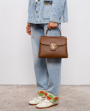Valentino Коричневая кожаная сумка с логотипом VLogo Signature 7W2B0R87SRS