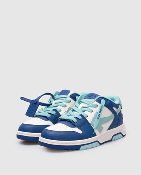 Off-White Детские синие кожаные кроссовки Out of office с логотипом OBIA011S25LEA001