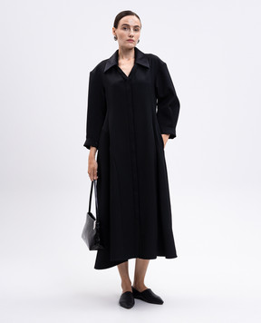 Jil Sander Чорна сукня-сорочка з вовни J02CT0522J40002