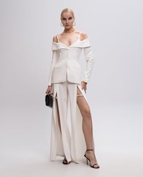 Thierry Mugler Белые брюки с шерстью с разрезами 25S1PA0493196