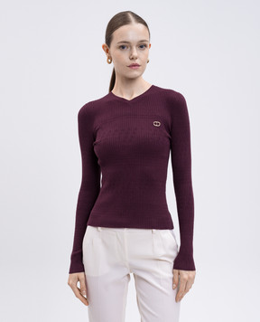 Twinset Фиолетовый пуловер в рубчик 252TP3241
