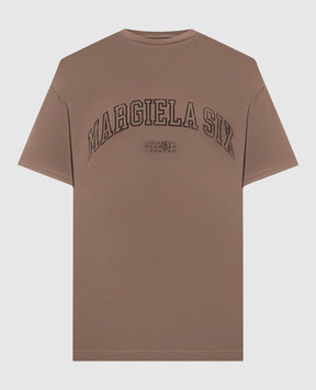 Maison Margiela MM6 Коричнева футболка з принтом логотипа SH0GC0046S24312