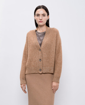 Peserico Коричневий кардиган з вовною з люрексом S99638F05A9249