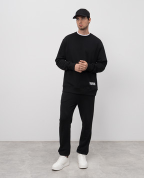 Balmain Чорний світшот з принтом логотипа FH1JS001BD04
