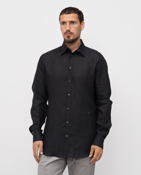 Dolce&Gabbana Чорна сорочка з льону G5MM4ZFU4MH