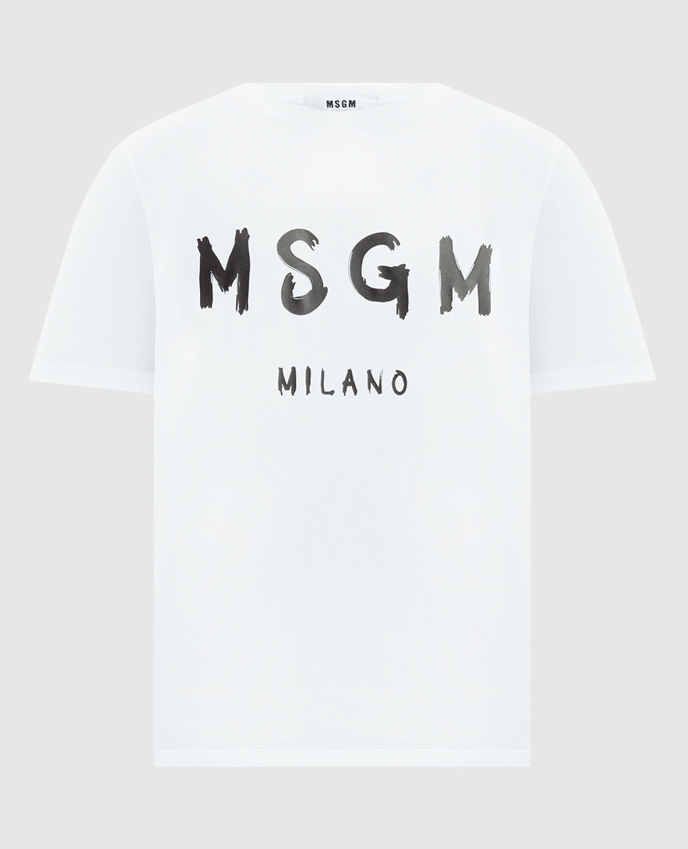 

Белая футболка с контрастным принтом логотипа MSGM Brush Prose, Белый, Футболки