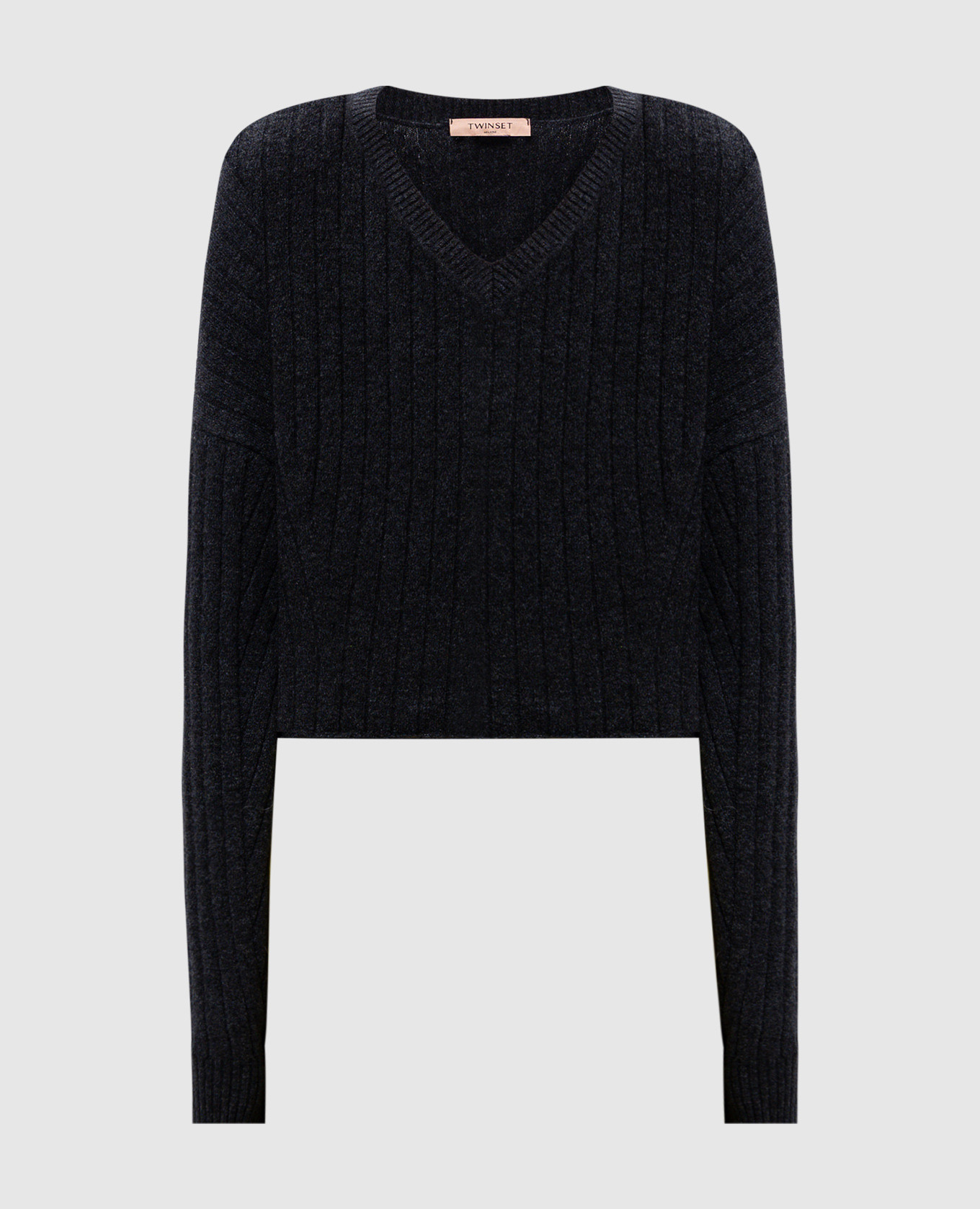 

Серый пуловер с шерстью с металлическим логотипом Oval T, Пуловеры