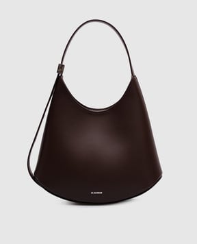 Jil Sander Коричневая кожаная сумка Eldorado с логотипом J08ZH0062P8354