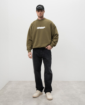 Off-White Серые джинсы с эффектом потертости OMYA138C99DEN002