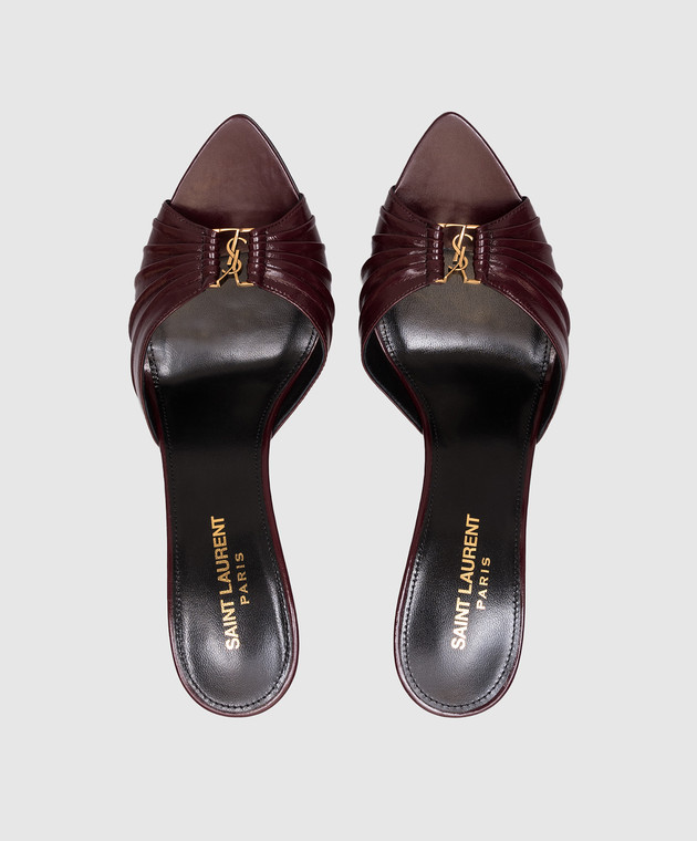 Saint Laurent Бордовые кожаные мюли Вabylone 819075AAEHF изображение 4