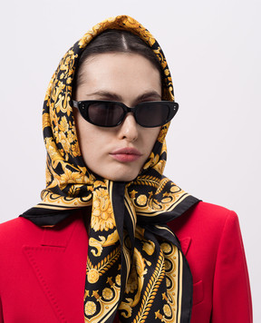 Versace Черный платок из шелка в принт брендовый Barocco 10016001A04577