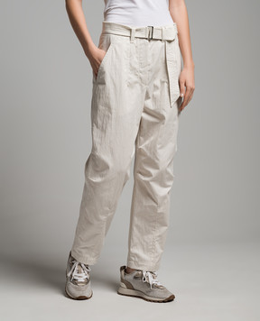 Brunello Cucinelli Білі штани з гравіюванням логотипа ML180P8559