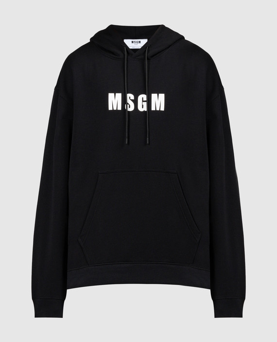 Black hoodie with logo print