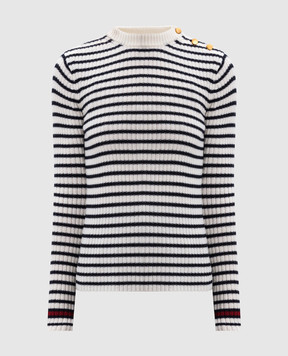 Max Mara Білий джемпер LARI з вовни в смужку LARI