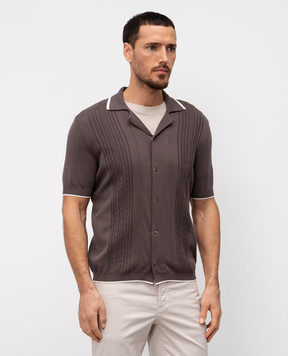Brunello Cucinelli Коричневая рубашка с узором M29203415
