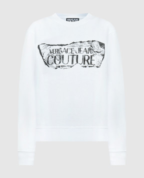 Versace Jeans Couture Белый свитшот с принтом логотипа 76GAIE03CF00E
