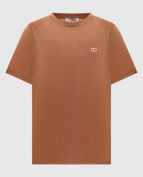 Twinset Коричнева футболка з логотипом 252TP2057