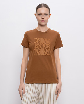 Max Mara Коричнева футболка GIOVANE з вишивкою GIOVANE