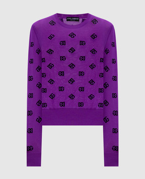 Dolce&Gabbana Фіолетовий джемпер з вовни та шовку з монограмою логотипа DG FXJ34TJGMB2