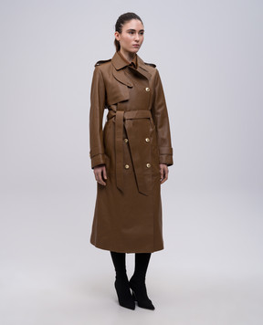 Mackage Коричневий шкіряний двобортний тренч GAEL GAELV