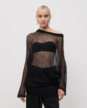 Ann Demeulemeester Чорний светр Dolfine з вовною на одне плече B0013525KN058
