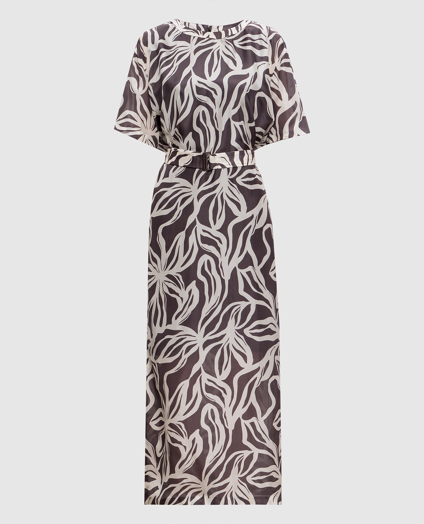 

Платье из шелка в принт, Коричневый, Повседневные платья