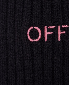 Off-White Детские черные брюки с шерстью с логотипом OGHG001F24KNI001