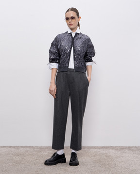 Brunello Cucinelli Серые штаны Baggy из шерсти и кашемира MD588P8632
