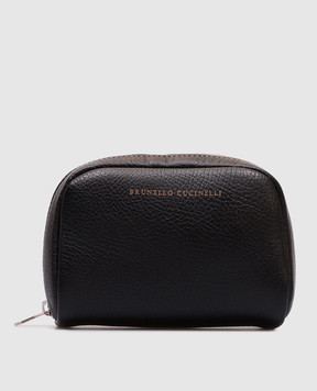 Brunello Cucinelli Черный кожаный несесер с логотипом MWZIBU430