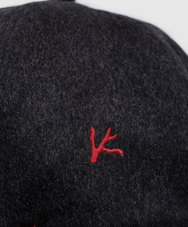 ISAIA Серая кепка из кашемира с вышивкой логотипа BRT01193560 изображение 4