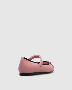 Dolce&Gabbana Детские розовые кожаные балетки с монограммой логотипа. D11273A79243738