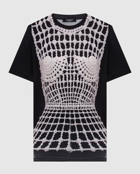 Balmain Черная футболка с принтом EF1EF000GE48