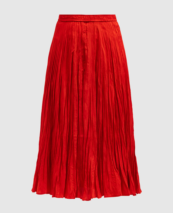 Red skirt made of silk with a reaper effect