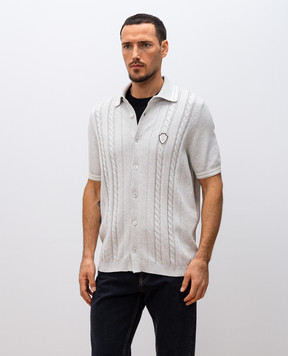 Brunello Cucinelli Серый кардиган с коротким рукавом с логотипом логотип логотип. M28707915T