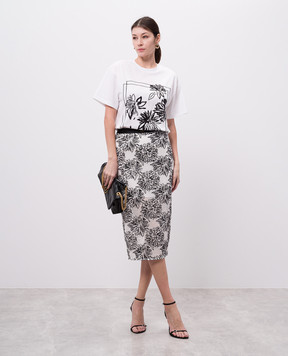 Twinset Біла ажурна спідниця міді з паєтками 251TE2061