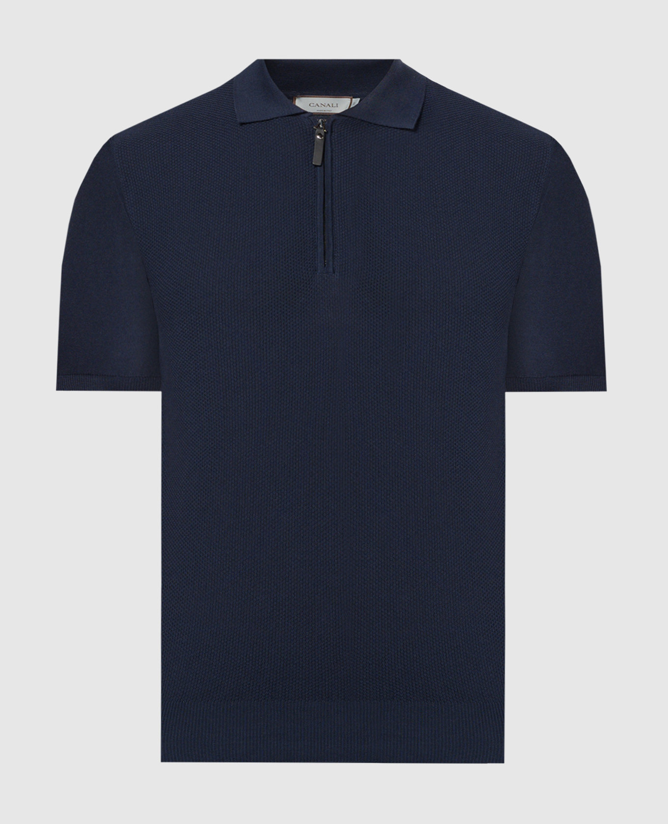 Blue polo in a woven pattern