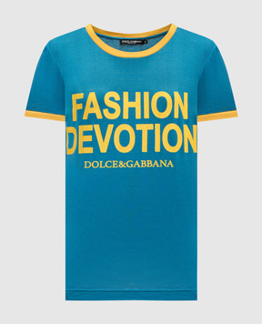 Dolce&Gabbana Синя футболка з принтом логотипа F8H32TG7QRX