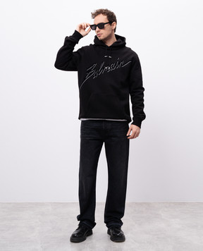 Balmain Черный худи Letter с логотипом EH1JT047BC86