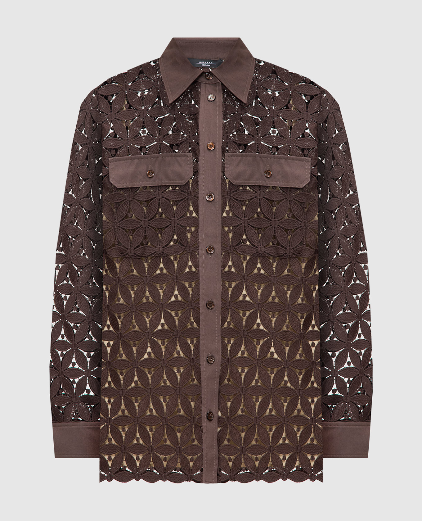 AFONA brown openwork blouse with embroidery