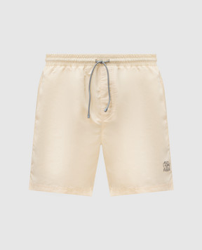 Brunello Cucinelli Желтые шорты для плавания с вышивкой логотипа логотип MW817043