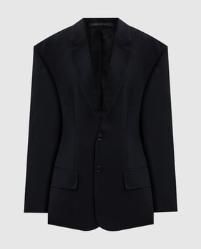 Balenciaga Черный жакет с шерстью с акцентными плечами 814409TKT28