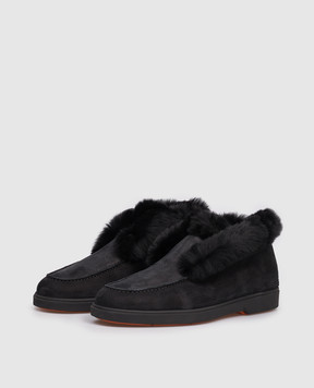 Santoni Чорні дезерти з нубуку на хутрі WUYA59712NERANTV