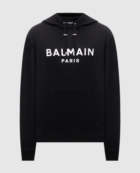 Balmain Черные худи с принтом логотипа DH1JR002BB65