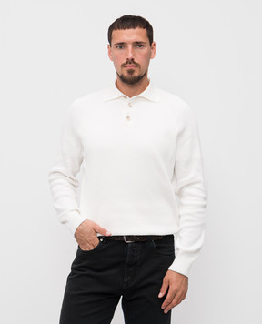 Brunello Cucinelli Белое поло в рубчик M29400105