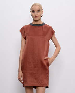 Brunello Cucinelli Коричнева сукня міні із шовку M0W19A4094