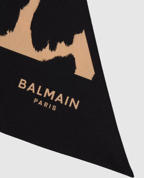 Balmain Стрічка твіллі із шовку в анімалістичний принт FF1XF090SF17